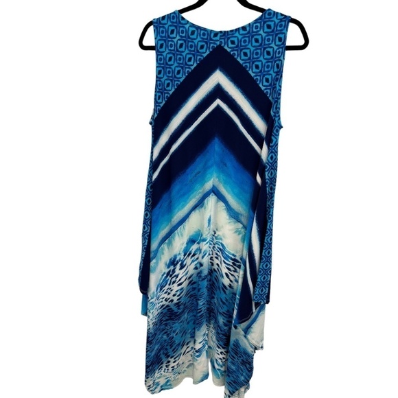 CHICO'S Maxi Kaftan Blue Multi Striped Animal Print Stretch Chico's Size 3 (XL) - Picture 6 of 7